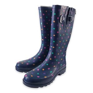 Western Chief Womens Simple Dot Navy Rain boots